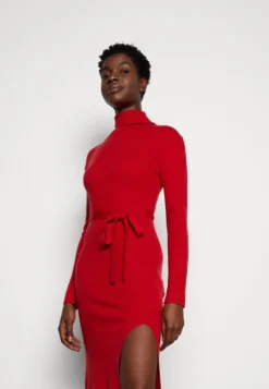 Anna Field Rollkragen Ripp Mini Strickkleid Mit Gürtel - Gebreide Jurk - Red -Anna Field 71b57cf9ce54411882918bef331aba09 scaled