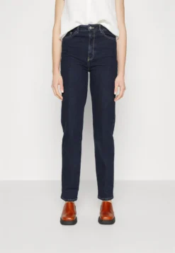 Straight Leg Jeans - Dark Blue Denim
