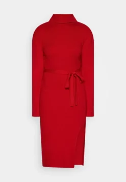 Anna Field Rollkragen Ripp Mini Strickkleid Mit Gürtel - Gebreide Jurk - Red -Anna Field d04bebcd58f24f00a11111c54cc28fcb scaled